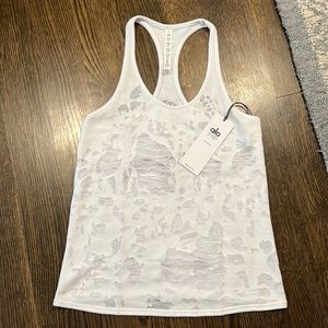 ALO Yoga Pure Tank - White Distressed - Size Small (NWT)